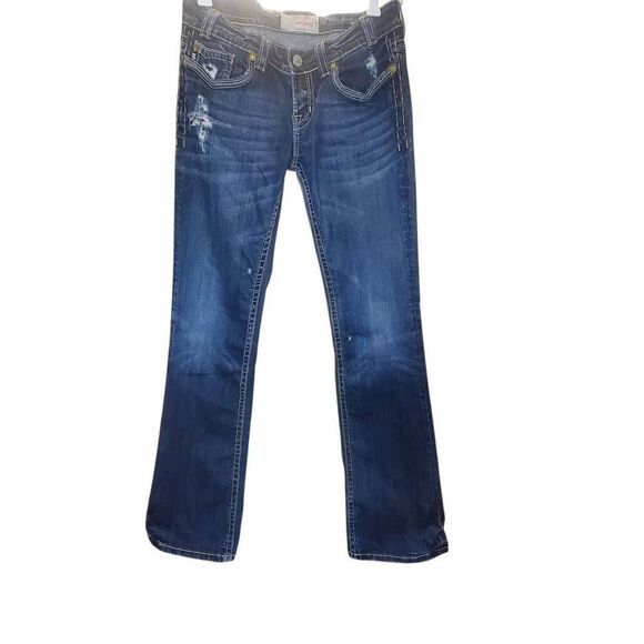 MEK Denim Jeans Womens Oaxaca Boot Cut Distressed Denim N0 Tag Approx Size 28-29 - Picture 1 of 12